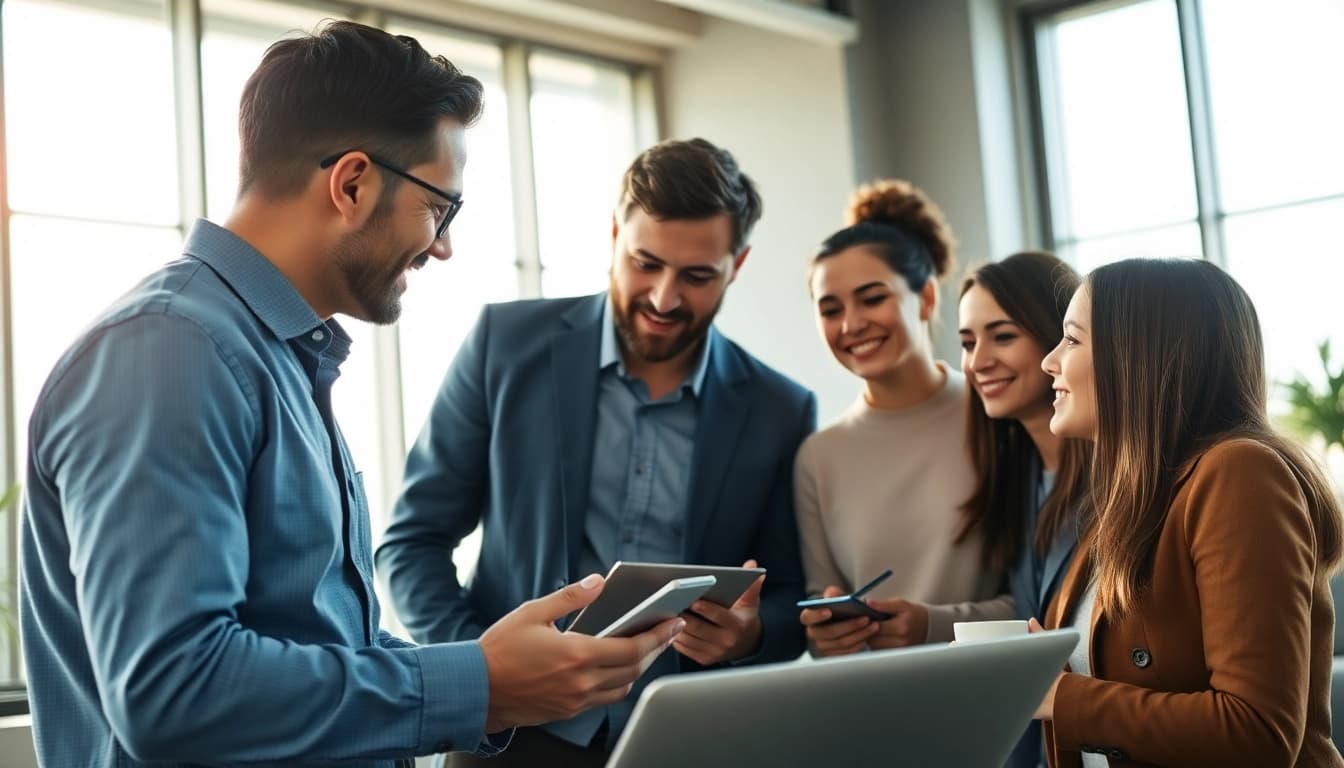 Engaging discussions showcasing founder leadership insights in a modern office.