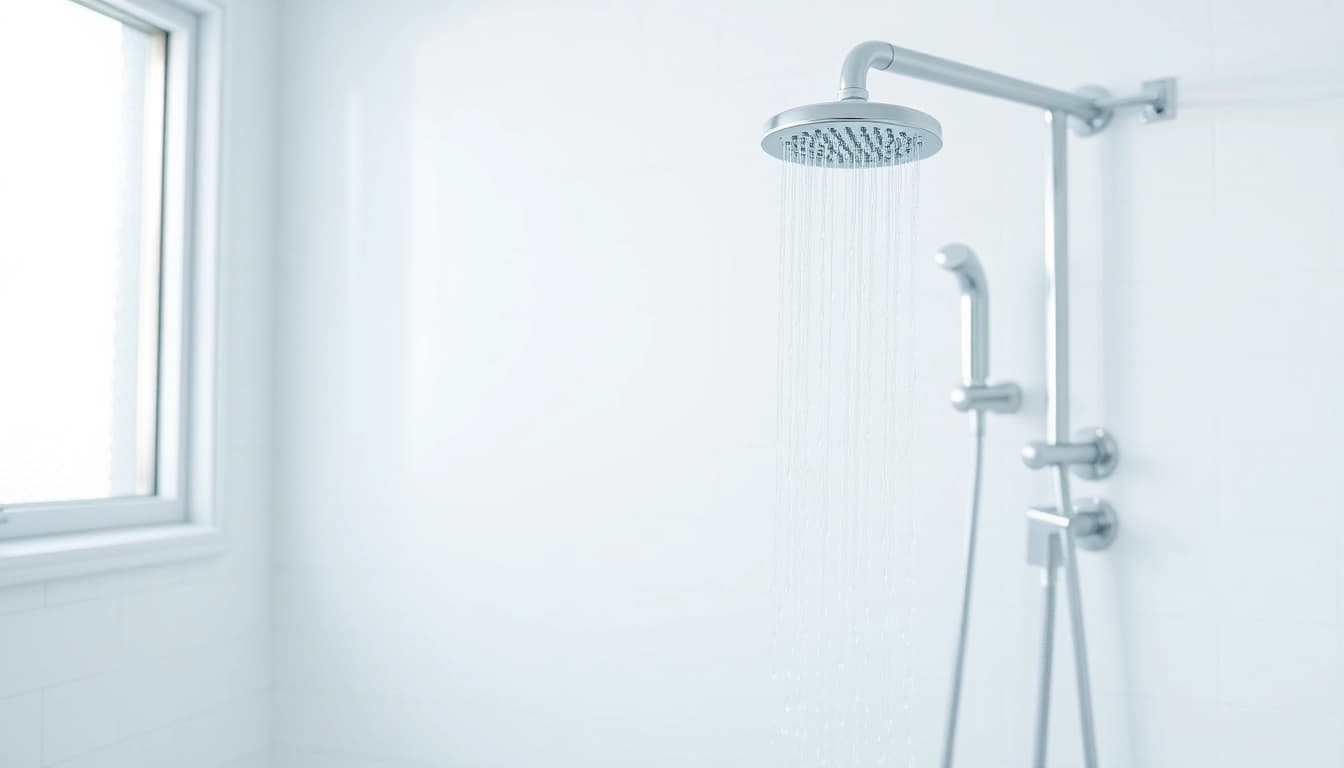 Experience elegant showers au with a stylish chrome shower set in a modern bathroom ambiance.