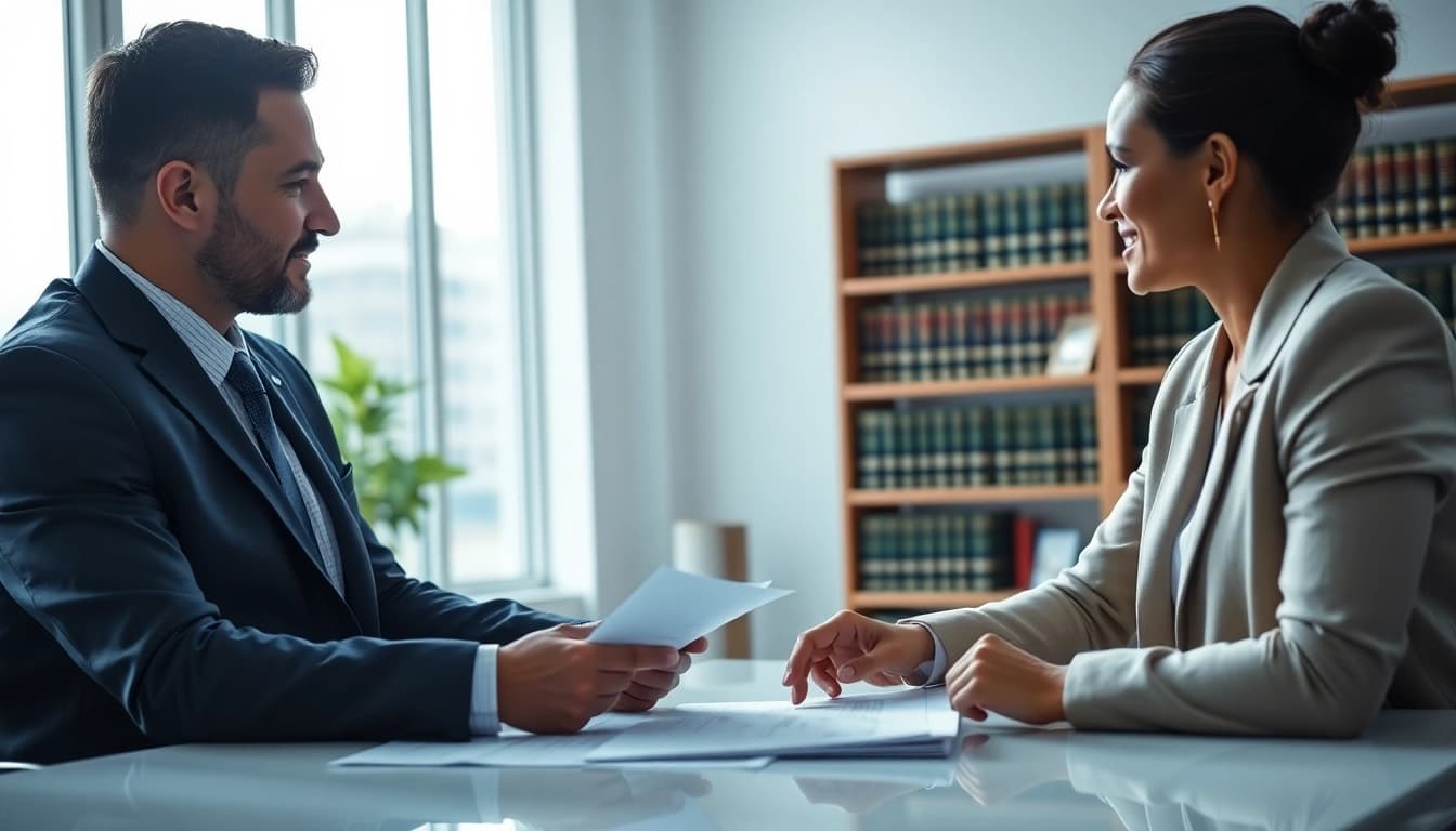 Engaging session with an Orlando Injury Lawyer and a client in a professional office.