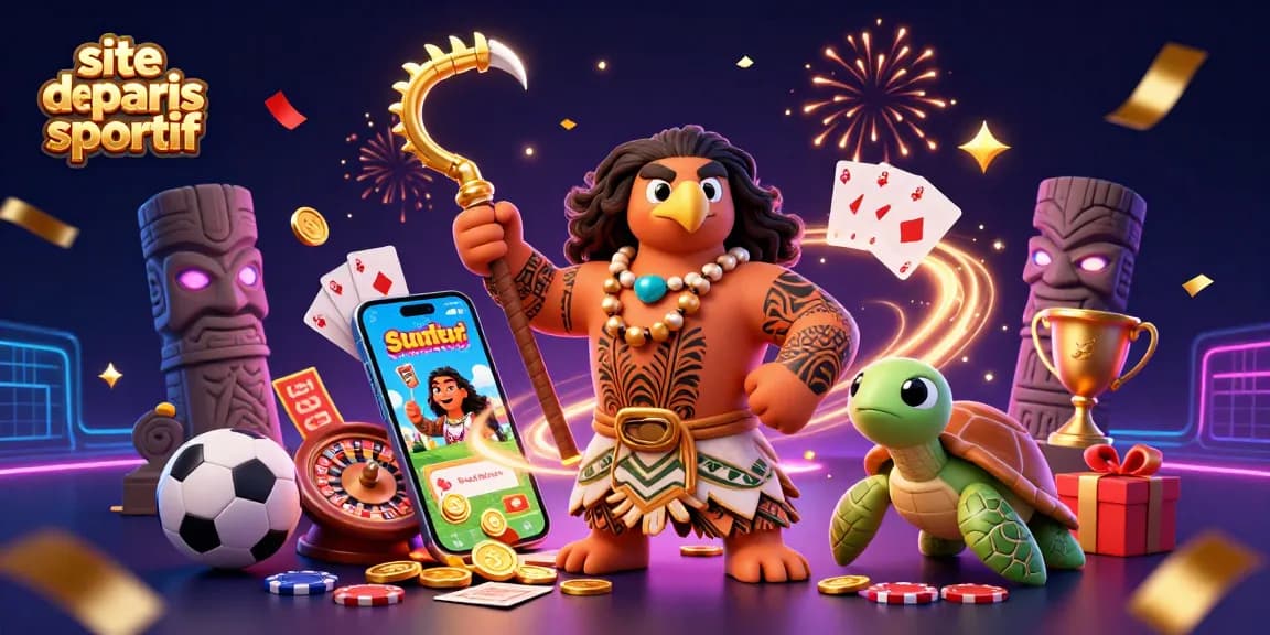 Plongez dans l'univers captivant du site de paris sportif avec des personnages animés et des éléments de jeu dynamiques.