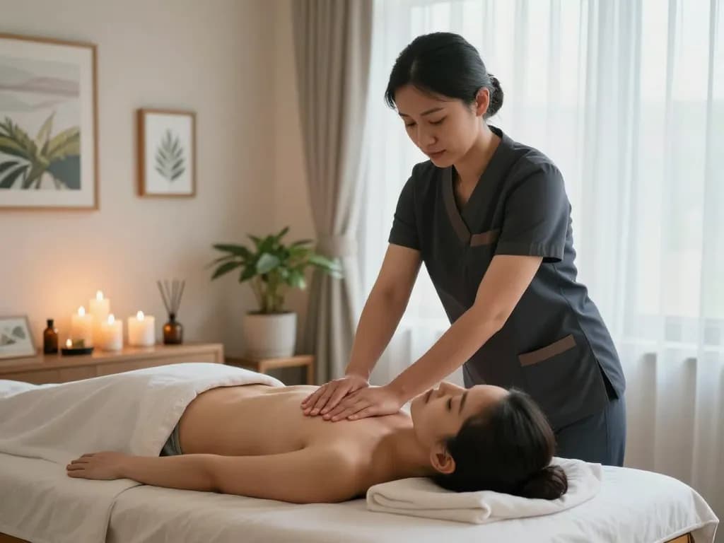 Relaxing Swedish massage experience at a spa in 역삼동마사지, showcasing serene atmosphere and professional therapist.