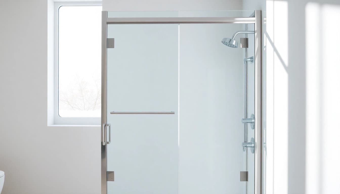 Paroi de douche en verre moderne montrant un design élégant et contemporain dans un cadre de salle de bain.