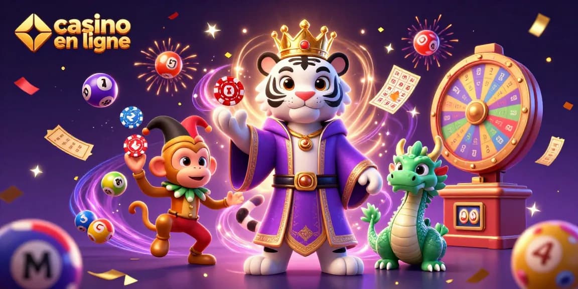Des lots colorés et un tigre élégant font la fête dans ce casino en ligne animé.