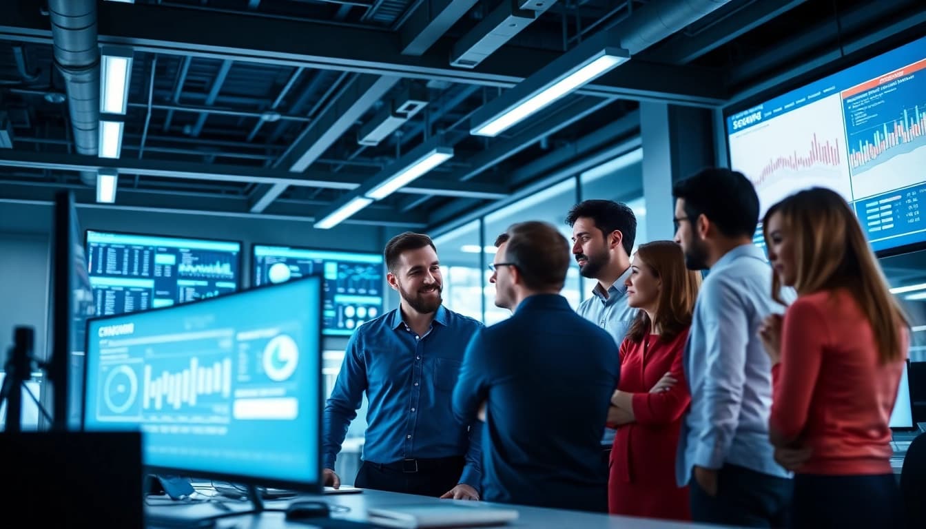 Delivering managed IT services near me with a professional team collaborating in a modern workspace.