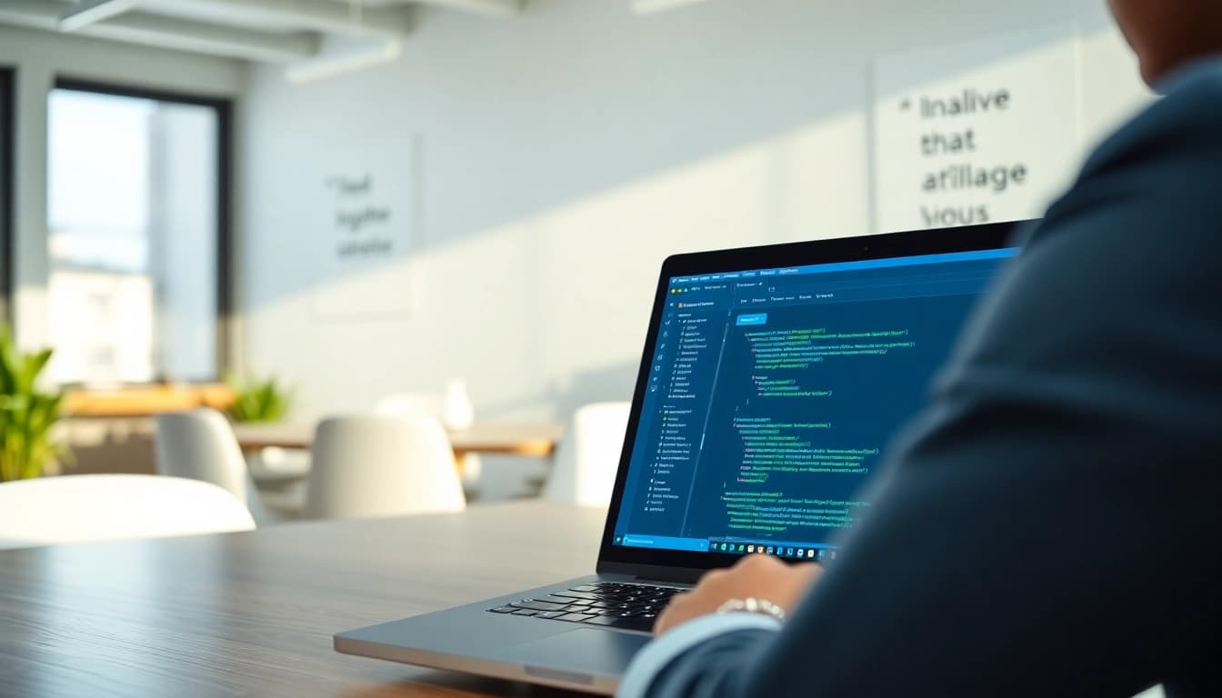 Analyze SEO strategies with ChatGPT in a modern office workspace.