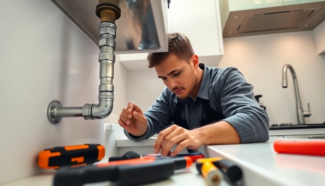 Expert plumber west vancouver repairing a sink pipe, showcasing skill and precision