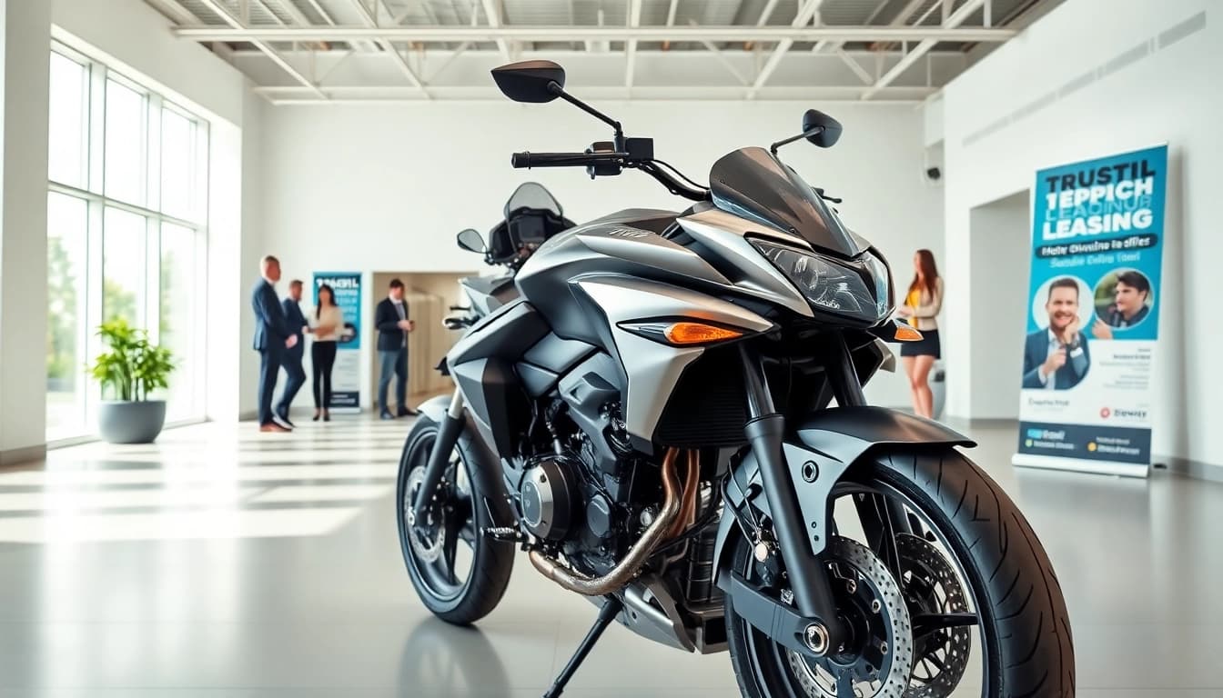 Motorrad leasing für hochwertige Motorräder in einem modernen Showroom.