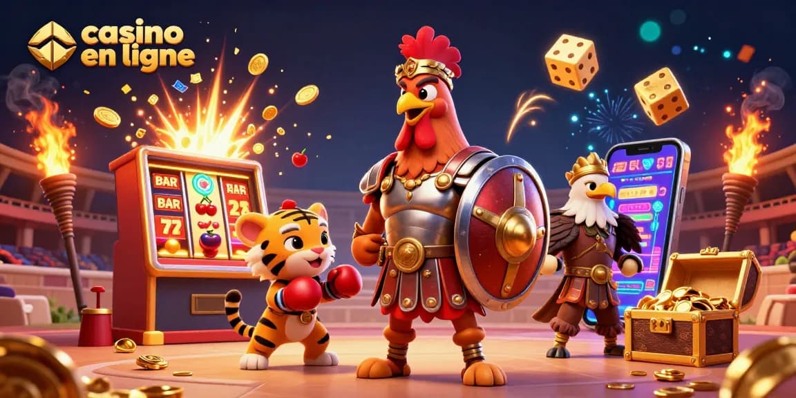 Gagnez gros avec les machines à sous sur un casino en ligne unique illustré en 3D.