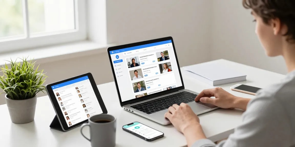 Explore the 纸飞机中文版 app in a modern workspace with devices showcasing its features.