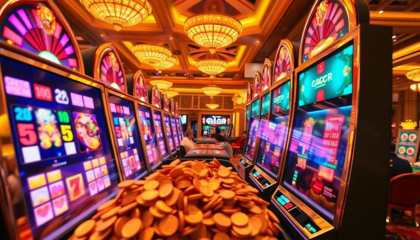 Experience the thrill of Slot Gacor Hari ini with vibrant machines and exciting gameplay in a luxurious casino.