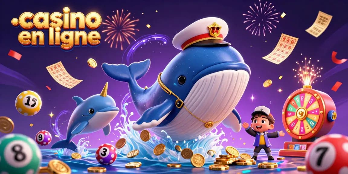 Animations de jeux de "casino en ligne" avec baleine, narval et dauphins en action