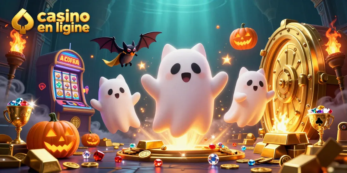 Profitez de l'animation captivante d'un casino en ligne avec des personnages fantastiques, un chat ectoplasmique et des trésors scintillants.