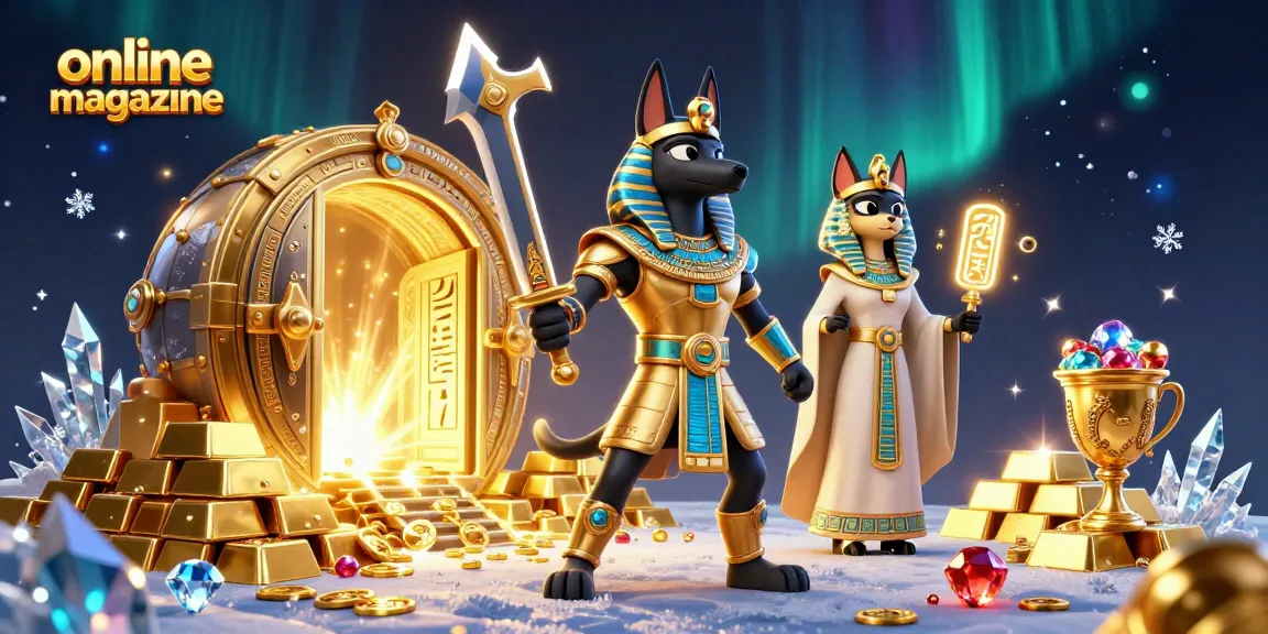 Engage with the online magazine world at a lively casino with Anubis and treasures.