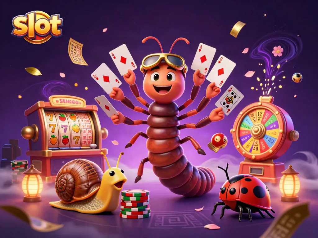 Engage in thrilling slot action with colorful reels and vibrant characters at a dynamic casino.