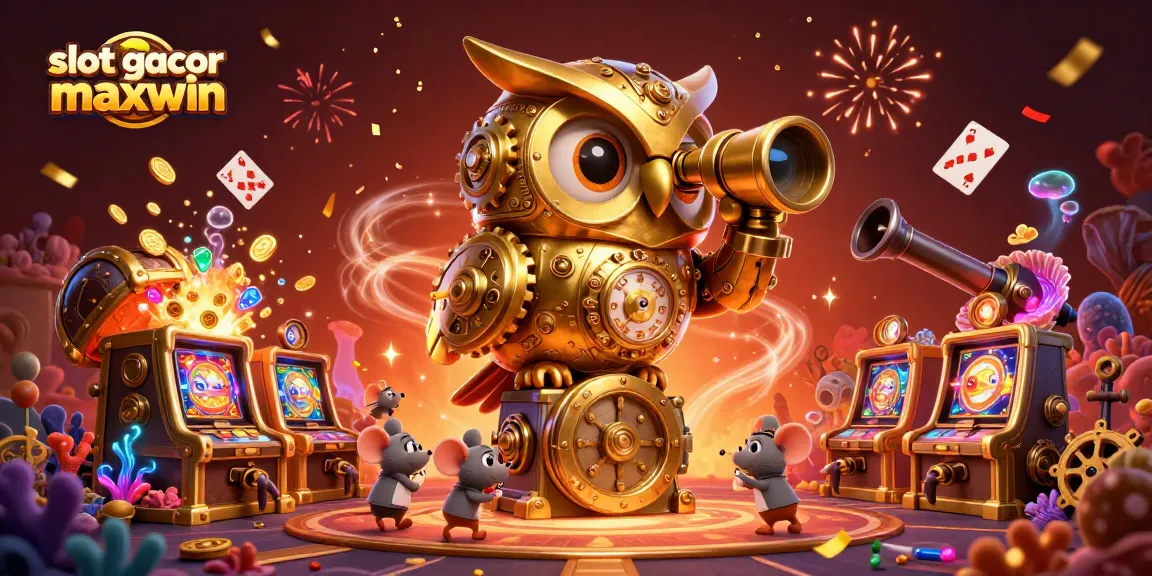 Experience the thrill of slot gacor maxwin with an enchanting 3D casino illustration showcasing vibrant games and winning moments.