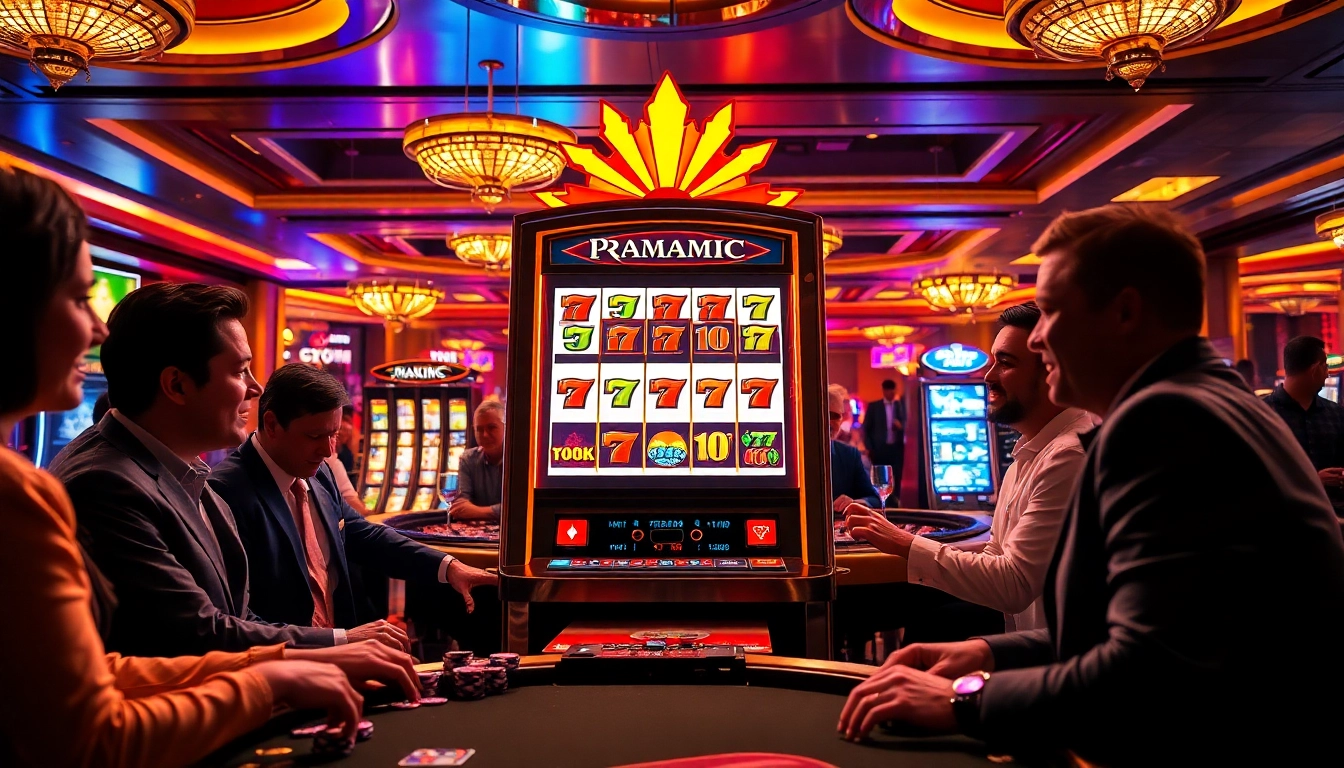 Engaged players enjoying a pragmatic slot game in a luxury casino setting.