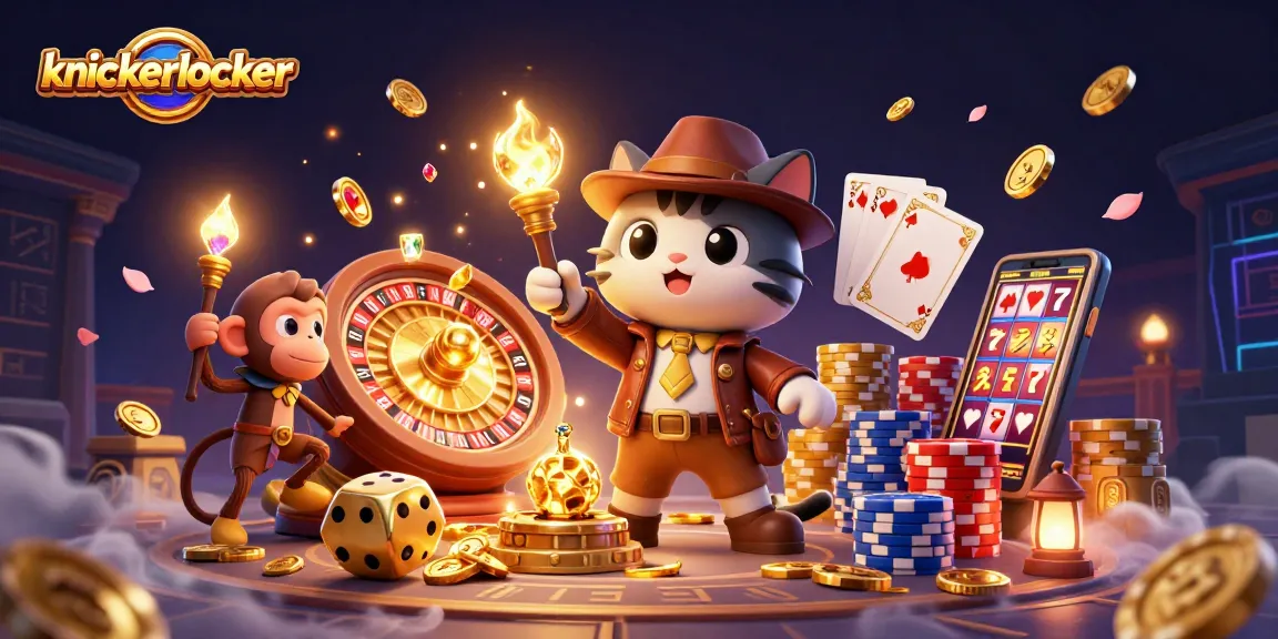 Experience thrilling gaming action with knickerlocker’s vibrant 3D casino adventure illustration.
