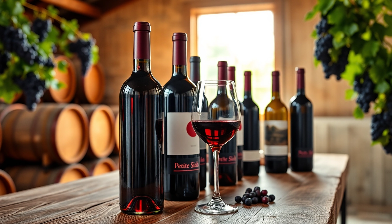 Pouring a glass of petite sirah wine against the backdrop of a rustic winery.