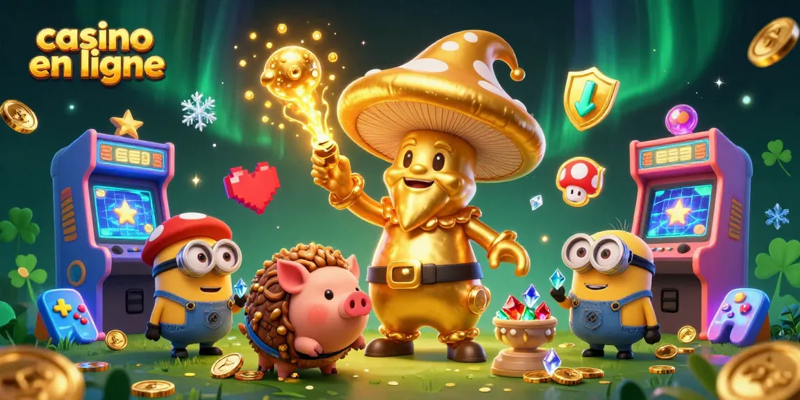 Jouer au casino en ligne avec un wizard doré, un cochon et des joyaux magiques.