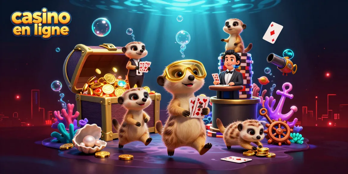 Découvrez un casino en ligne dynamique avec des suricates gérant des jeux et des trésors sous-marins.
