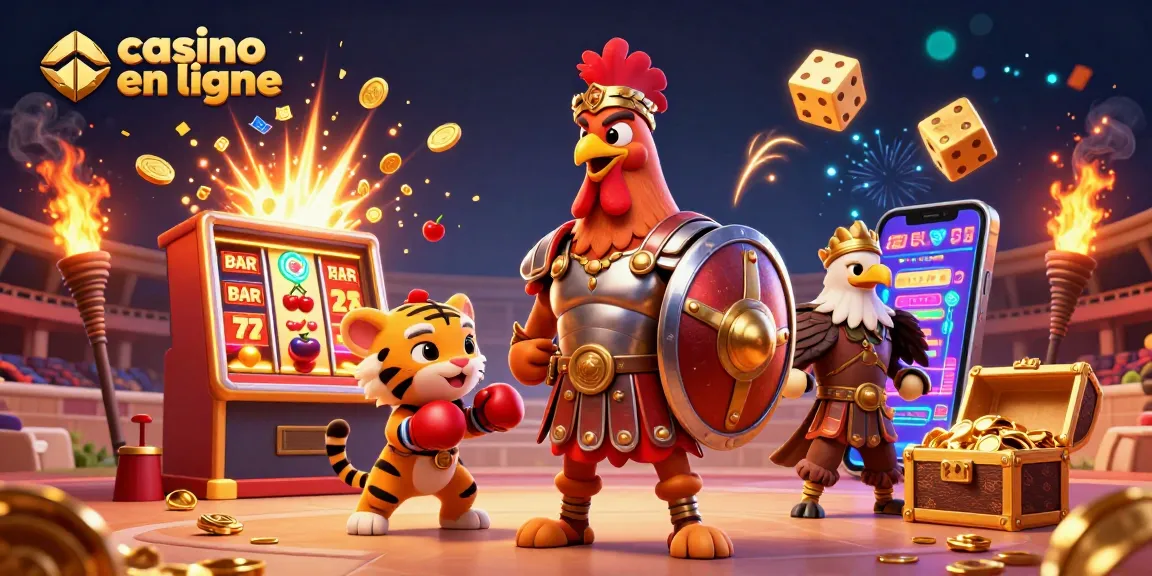 Gagnez gros avec les machines à sous sur un casino en ligne unique illustré en 3D.
