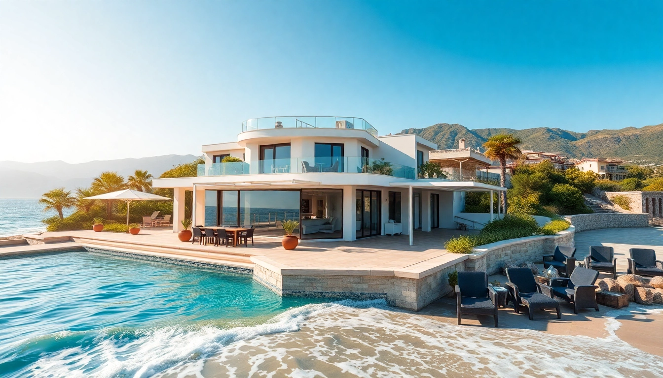 View of stunning real estate alanya property with beach access and scenic mountains.