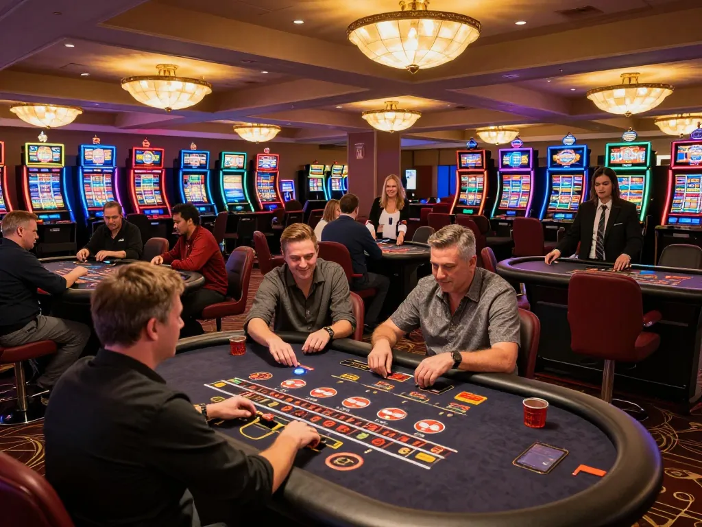 Experience gaming thrills at a vibrant casino website with tables and slots
