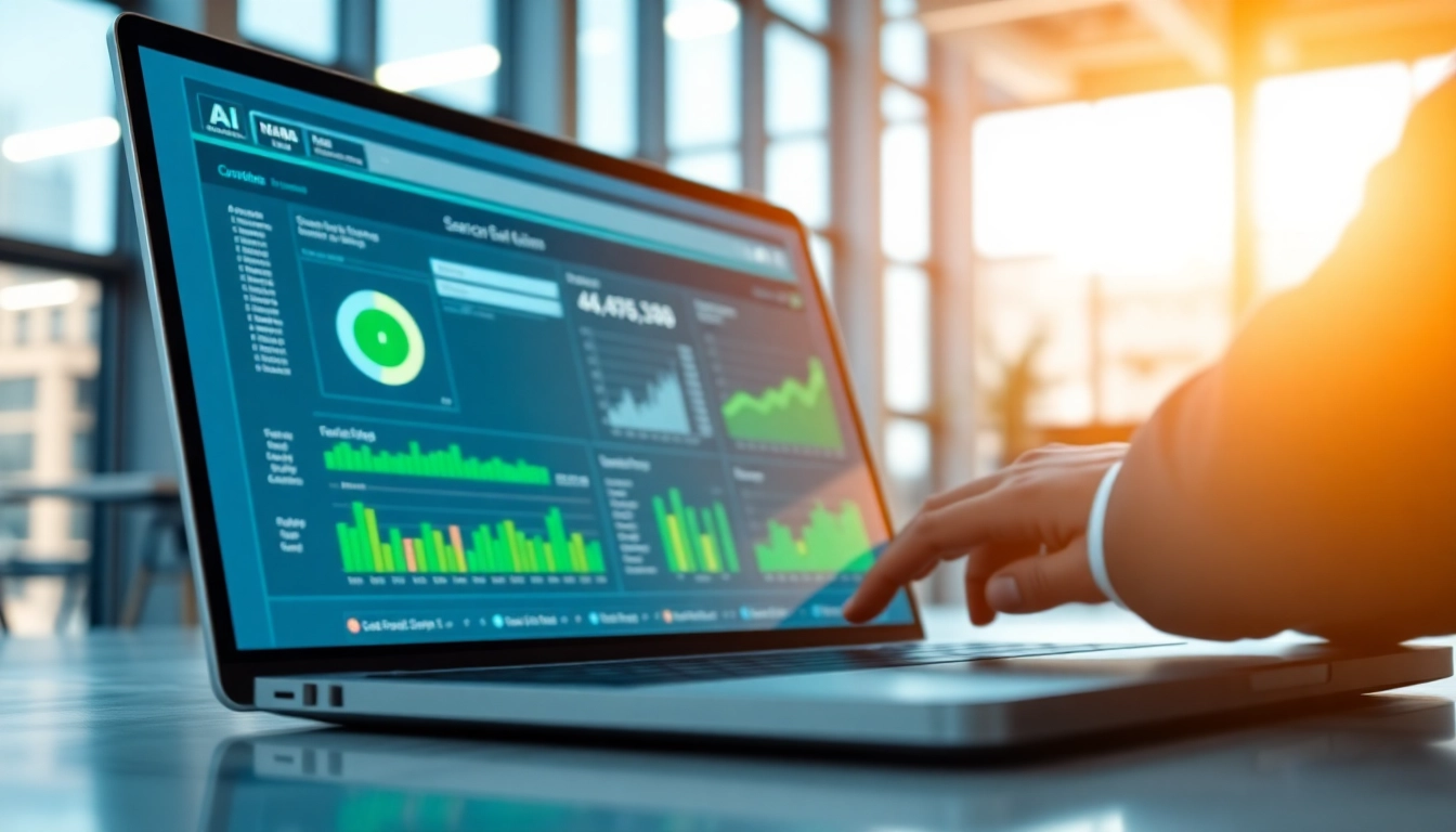 Interactive interface showcasing enterprise search solutions with detailed data visualizations and user engagement.
