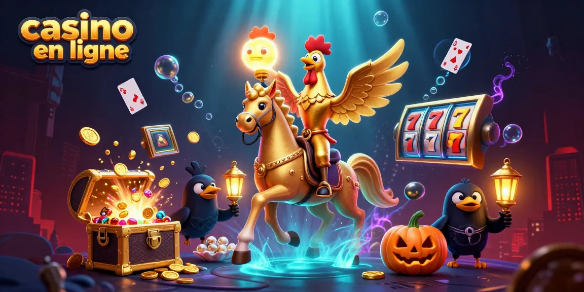 Jouer à un casino en ligne avec un coq doré et des éléments festifs dans une scène dynamique.