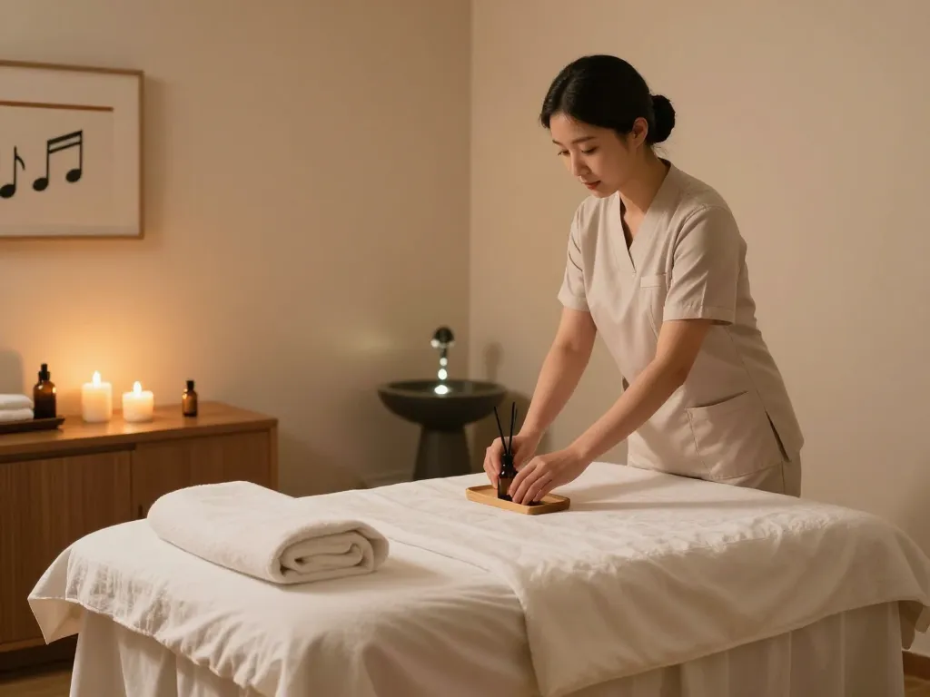 편안한 분위기의 논현동마사지 치료를 위한 마사지 룸 세팅