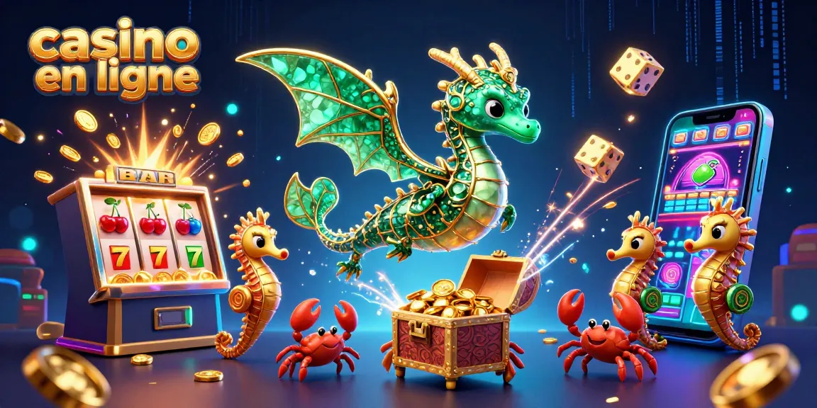 Plongez dans l'univers des jeux de casino en ligne avec ce dragon majestueux et le trésor scintillant.