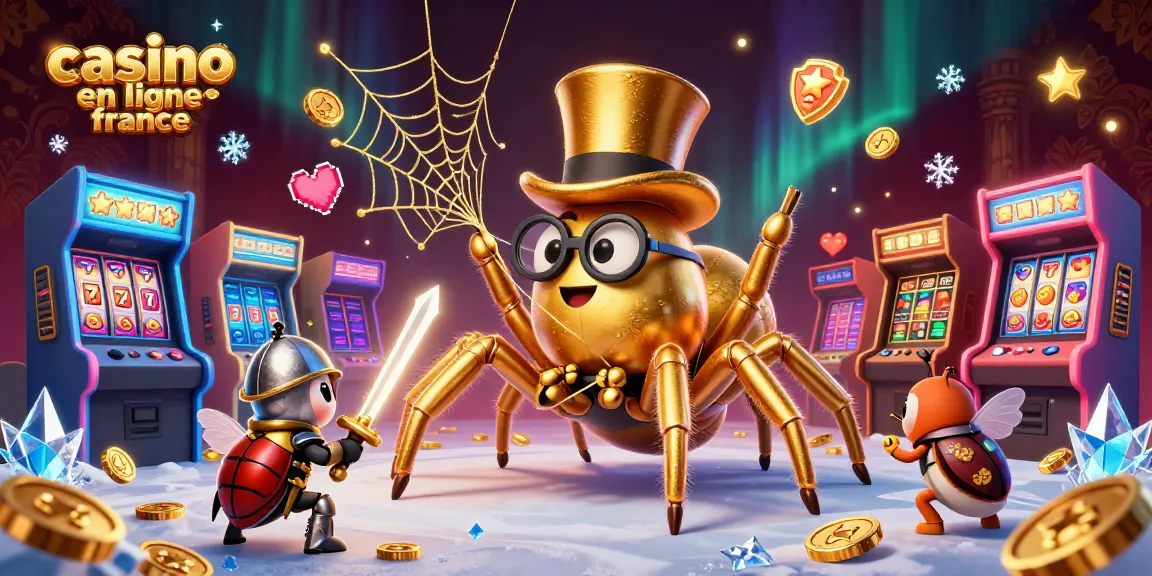 Les spectacles animés des machines à sous dans un casino en ligne France, avec une tarentule dorée et des personnages captivants.