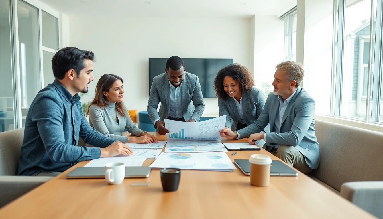 Discussing an auto protection plan in a modern office environment with diverse professionals.