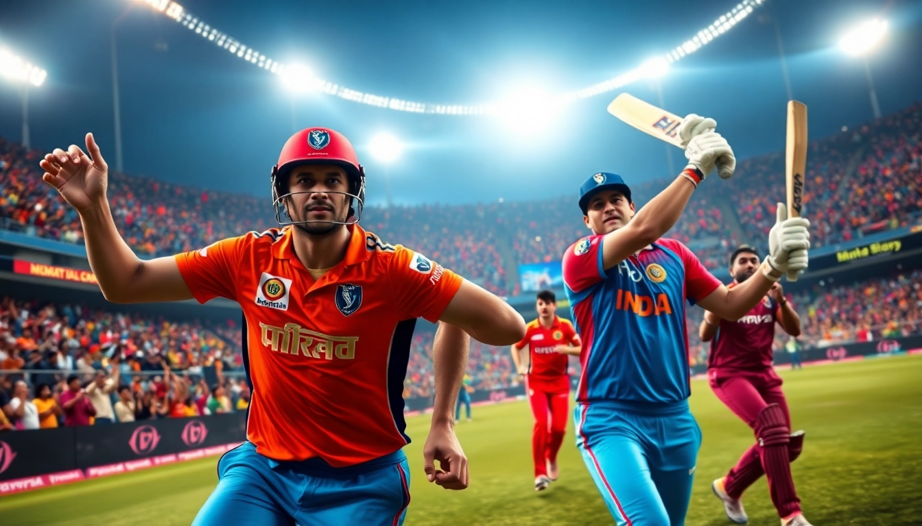 Action-packed scene featuring cricket players during a match, emphasizing best ipl prediction excitement.