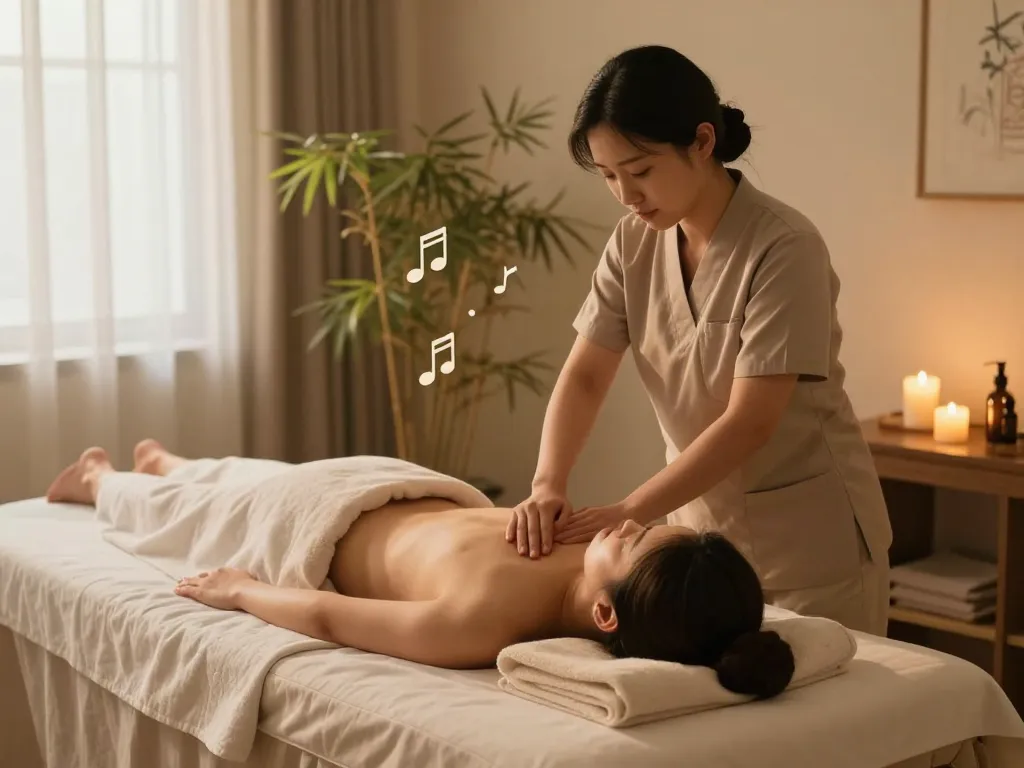 강남마사지 therapy session in a calming spa environment with soothing elements.