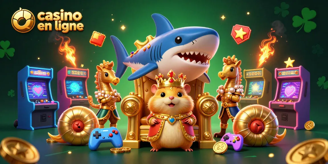 Vivez l'aventure du casino en ligne avec un roi hamster et ses gardes marins entourés de machines à sous colorées.