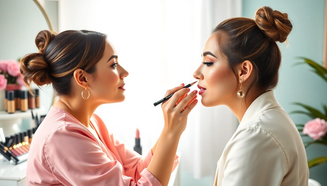 Transform the look of clients with Wilmington Delaware makeup artist applying elegant makeup.