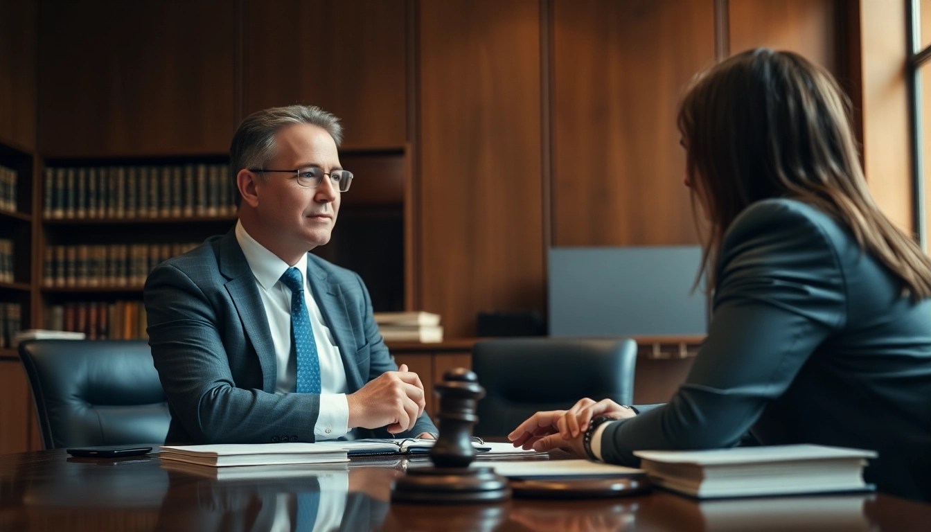 Houston Injury Attorney consulting with a client in a professional legal setting.