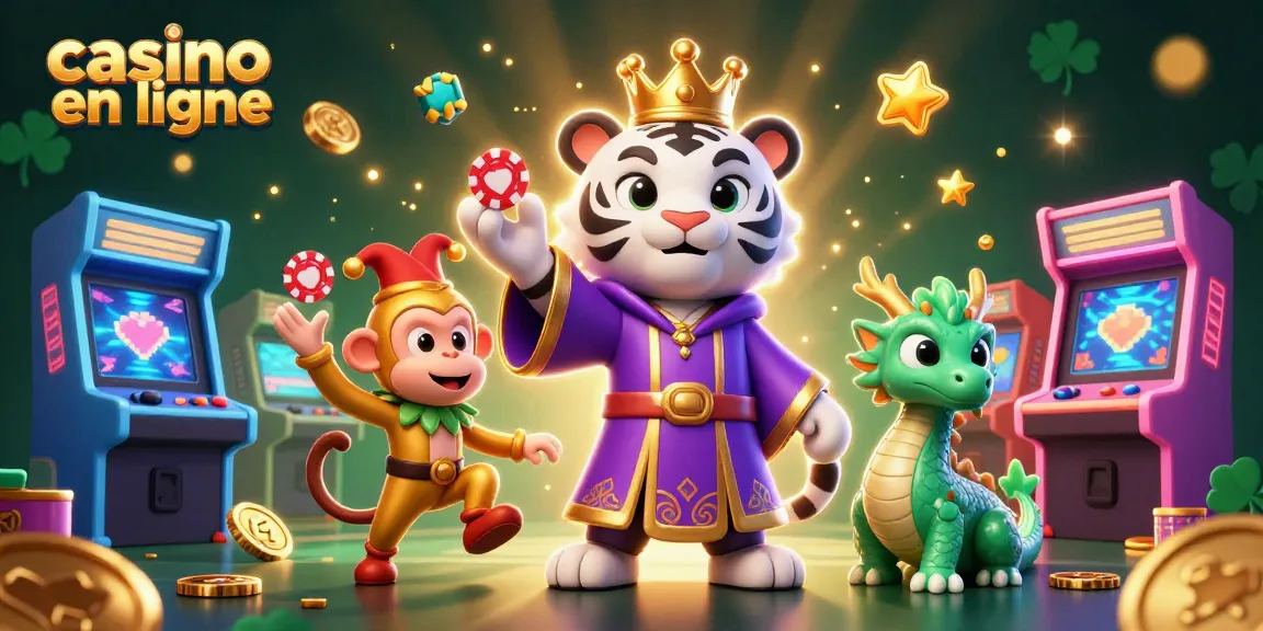 Expérimentez le casino en ligne avec un tigre élégant, un singe jonglant et un dragon en jade dans un univers de jeux.