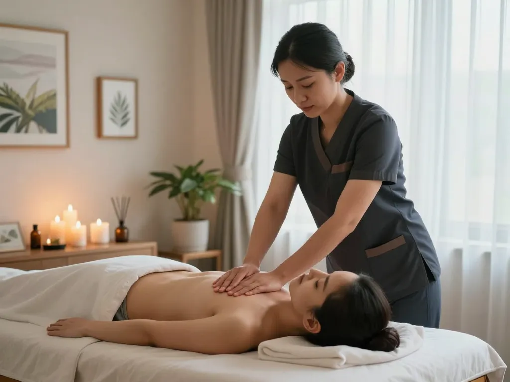 Relaxing Swedish massage experience at a spa in 역삼동마사지, showcasing serene atmosphere and professional therapist.