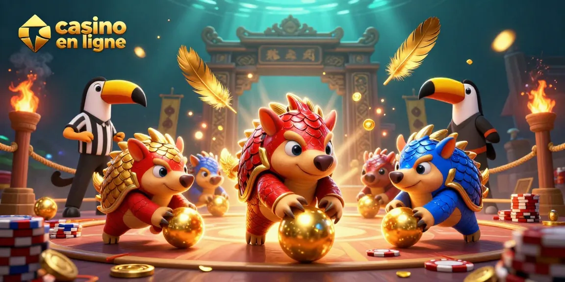 Des pangolins en armure se lancent dans l'univers du casino en ligne avec des jetons et des pièces d'or.
