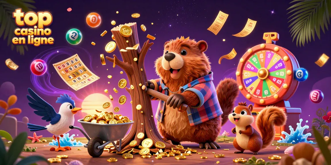 Visualisez le top casino en ligne avec un castor et ses amis récoltant des pièces d'or dans un monde magique.