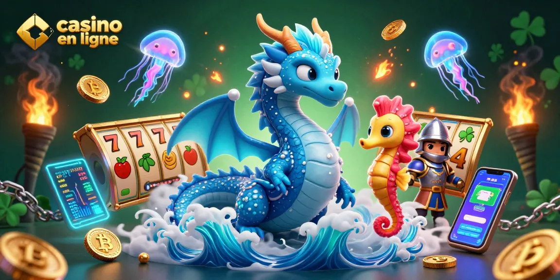 Venez découvrir le monde des jeux de machines à sous avec casino en ligne, dragon et chevalier dans une ambiance lumineuse.