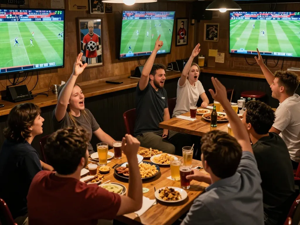 KQBD football fans celebrate wins at a sports bar while betting.