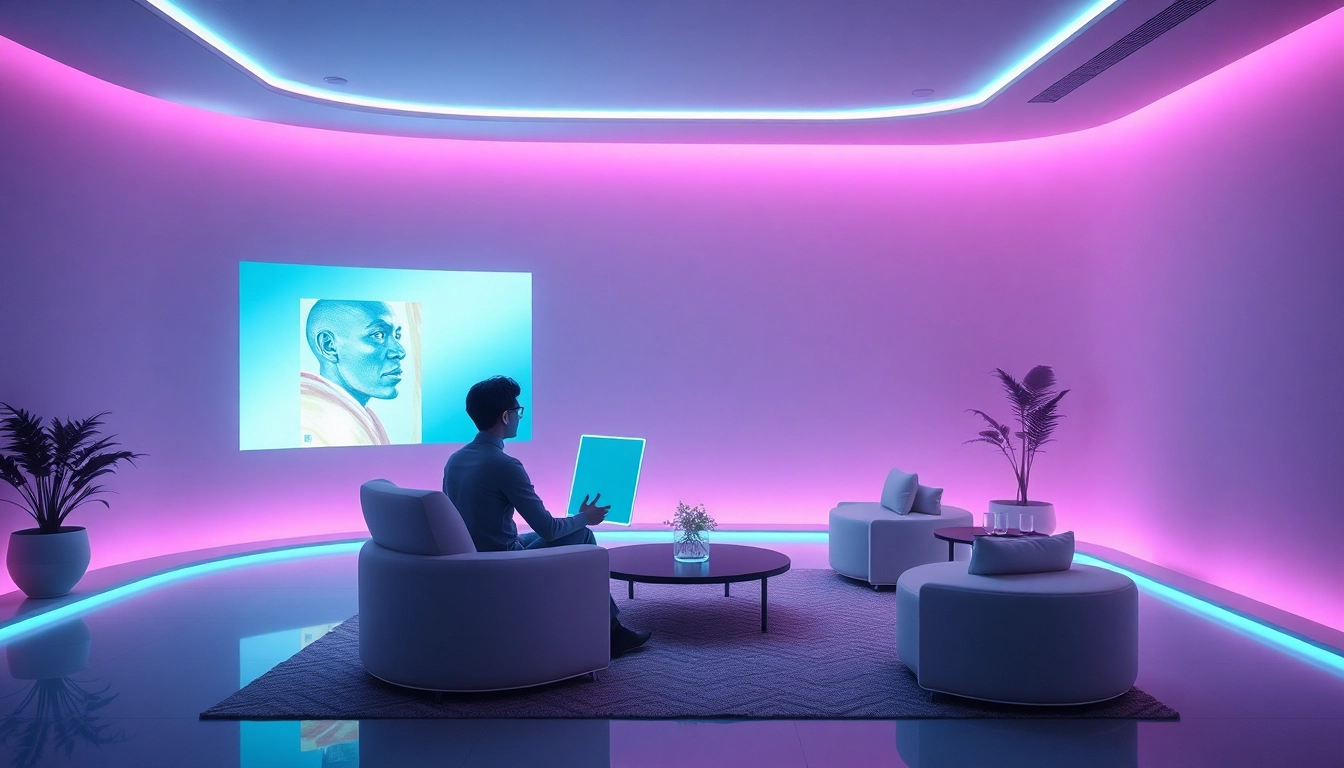 Human interacting with AI for intimate conversations in a modern setting - ai sex theme
