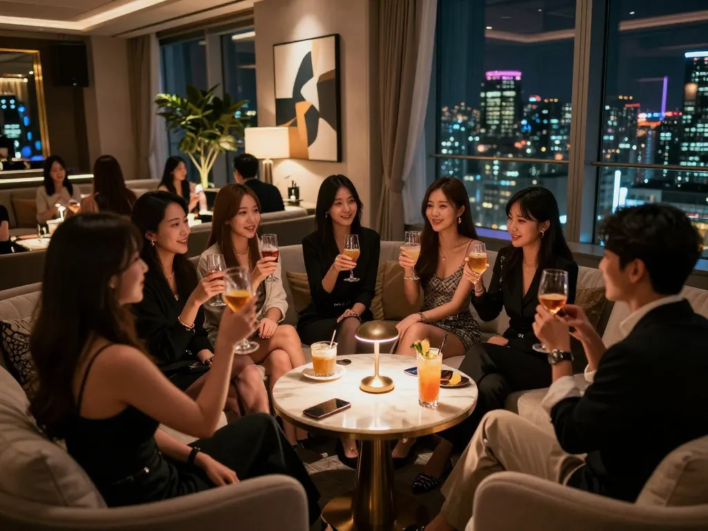Celebrate in luxurious ambiance at 강남쩜오 private lounge with upscale service.