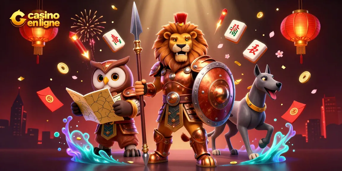 Jeux captivants sur des casinos en ligne avec lion spartiate, hibou et lévrier.
