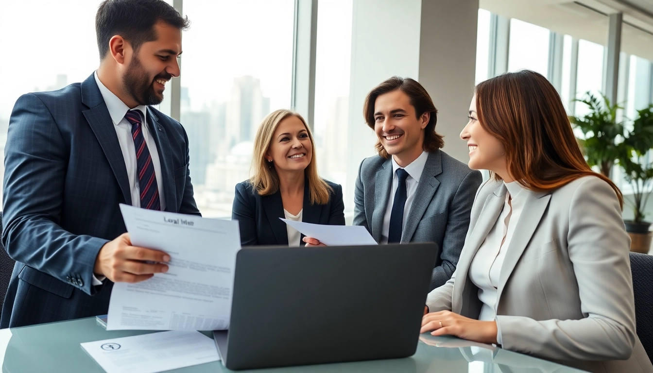 New York City Injury Lawyer consulting with clients in a professional office environment.