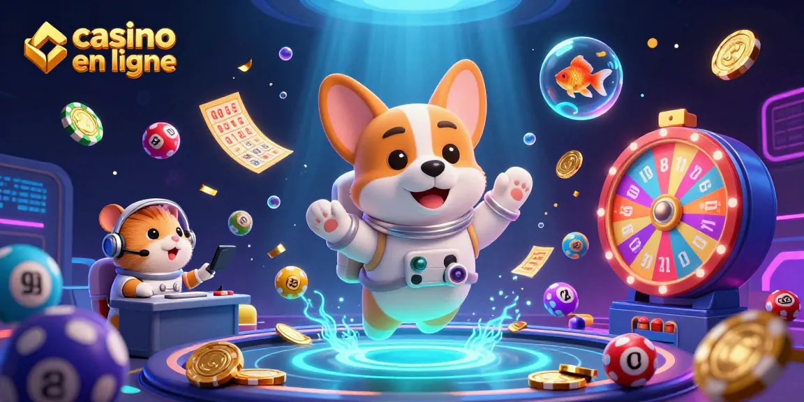 Gagnez avec des jeux au casino en ligne grâce à une illustration dynamique de personnages et d'éléments de jeu.