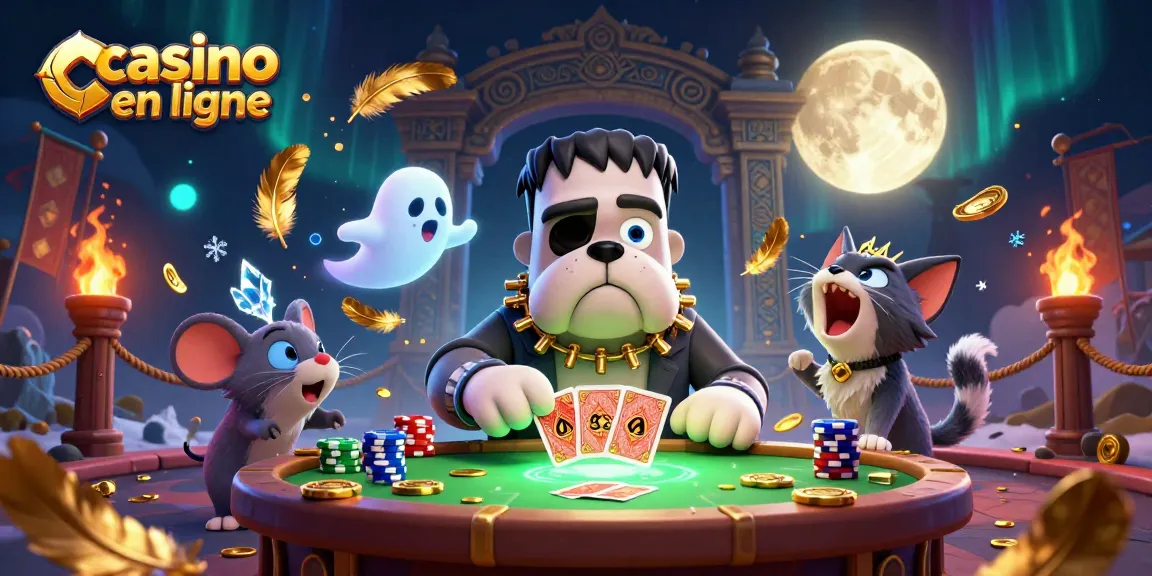 Célébrez l'excitation du casino en ligne avec un bulldog Frankenstein et une ambiance fantomatique captivante